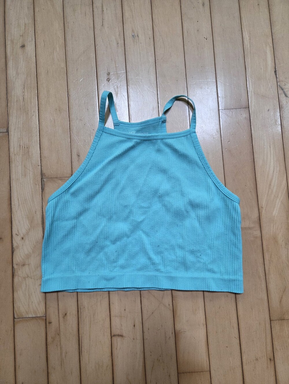 No Boundaries Ribbed Crop Tank in Aqua Teal
